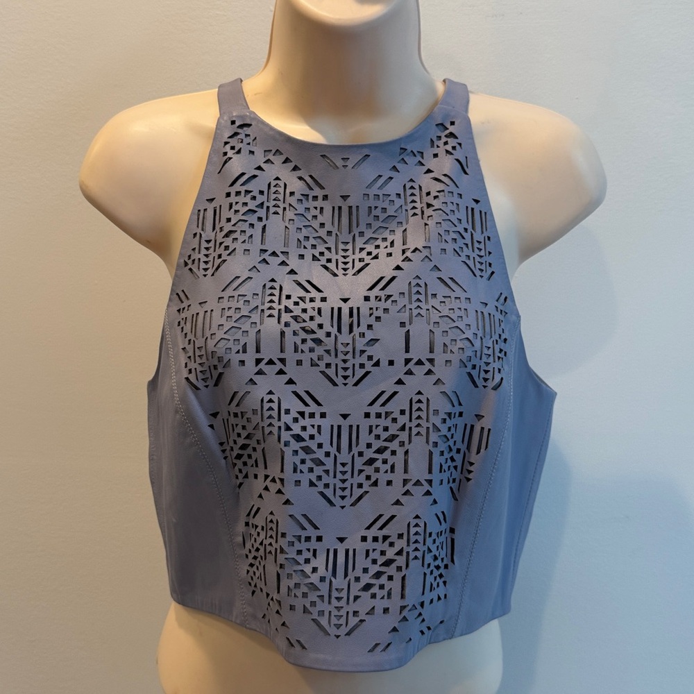 Parker Shimmering Crop Top Leather Women Size M Light Purple Liner Y2K Hippie
